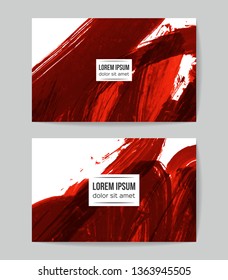 Set of vector business card templates with brush stroke background.
