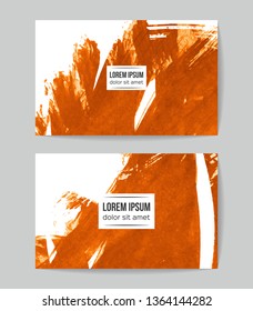 Set of vector business card templates with brush stroke background.
