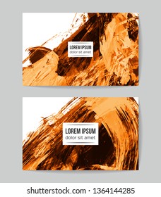 Set of vector business card templates with brush stroke background.