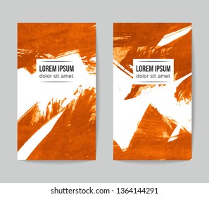 Set of vector business card templates with brush stroke background.