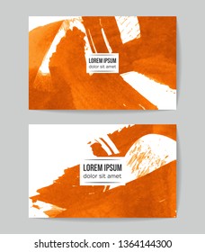 Set of vector business card templates with brush stroke background.