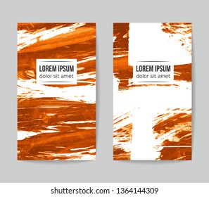 Set of vector business card templates with brush stroke background.