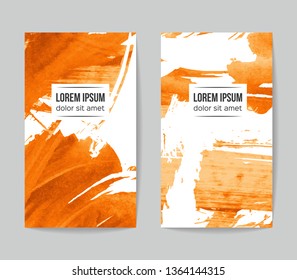 Set of vector business card templates with brush stroke background.