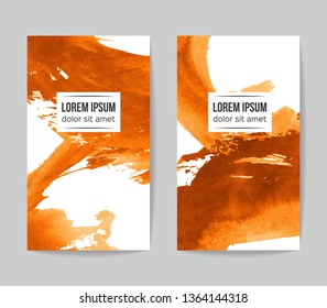 Set of vector business card templates with brush stroke background.