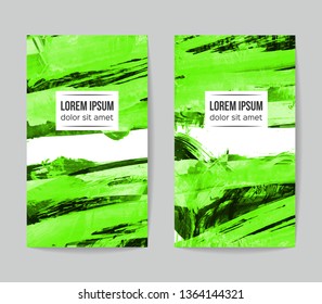 Set of vector business card templates with brush stroke background.