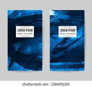 Set of vector business card templates with brush stroke background.