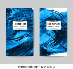 Set of vector business card templates with brush stroke background.