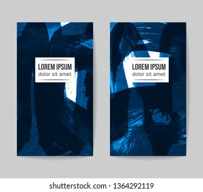 Set of vector business card templates with brush stroke background.