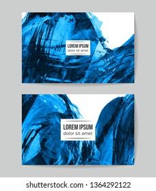 Set of vector business card templates with brush stroke background.