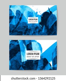 Set of vector business card templates with brush stroke background.