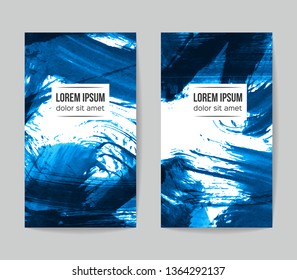 Set of vector business card templates with brush stroke background.