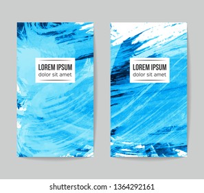 Set of vector business card templates with brush stroke background.