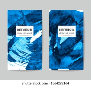 Set of vector business card templates with brush stroke background.