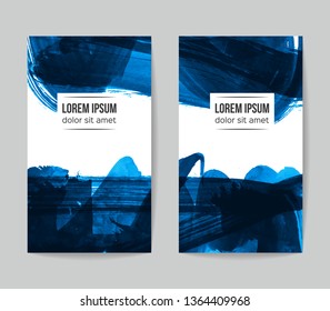 Set of vector business card templates with brush stroke background.