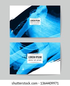 Set of vector business card templates with brush stroke background.