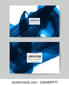 Set of vector business card templates with brush stroke background.