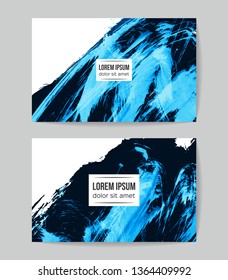Set of vector business card templates with brush stroke background.