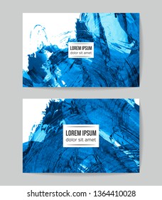 Set of vector business card templates with brush stroke background.