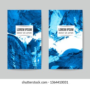 Set of vector business card templates with brush stroke background.