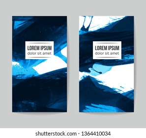 Set of vector business card templates with brush stroke background.
