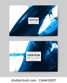 Set of vector business card templates with brush stroke background.