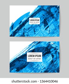 Set of vector business card templates with brush stroke background.