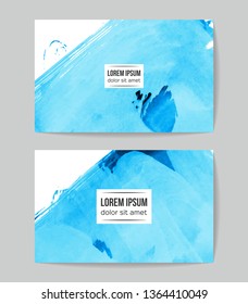 Set of vector business card templates with brush stroke background.