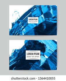 Set of vector business card templates with brush stroke background.