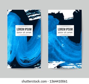 Set of vector business card templates with brush stroke background.
