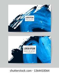 Set of vector business card templates with brush stroke background.