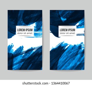 Set of vector business card templates with brush stroke background.