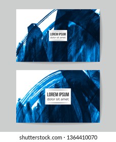 Set of vector business card templates with brush stroke background.