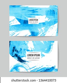 Set of vector business card templates with brush stroke background.