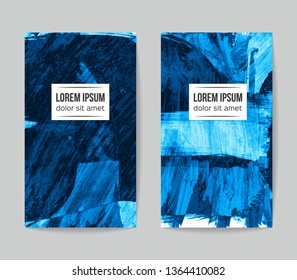 Set of vector business card templates with brush stroke background.