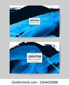 Set of vector business card templates with brush stroke background.