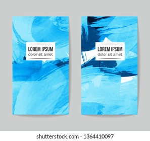 Set of vector business card templates with brush stroke background.