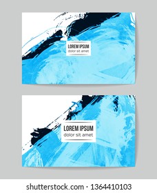 Set of vector business card templates with brush stroke background.