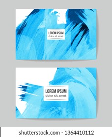 Set of vector business card templates with brush stroke background.