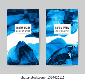 Set of vector business card templates with brush stroke background.