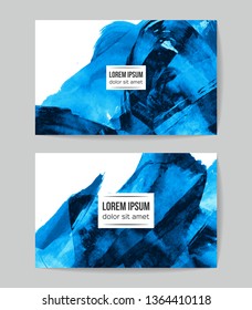 Set of vector business card templates with brush stroke background.