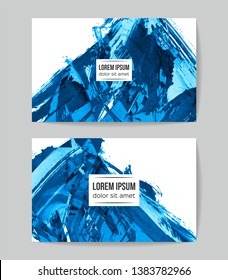 Set of vector business card templates with brush stroke background.
