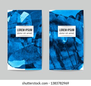 Set of vector business card templates with brush stroke background.