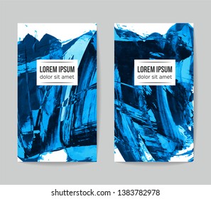 Set of vector business card templates with brush stroke background.