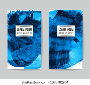 Set of vector business card templates with brush stroke background.