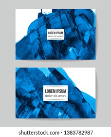 Set of vector business card templates with brush stroke background.