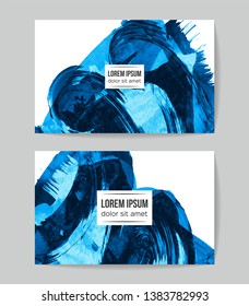 Set of vector business card templates with brush stroke background.