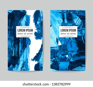 Set of vector business card templates with brush stroke background.