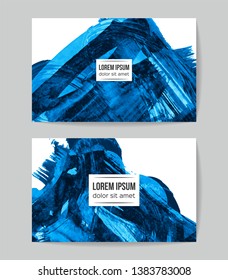 Set of vector business card templates with brush stroke background.