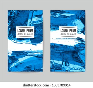 Set of vector business card templates with brush stroke background.