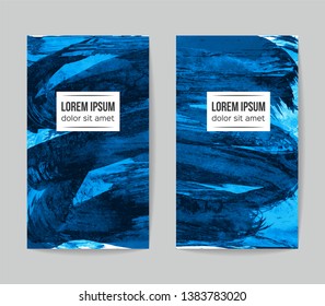 Set of vector business card templates with brush stroke background.
